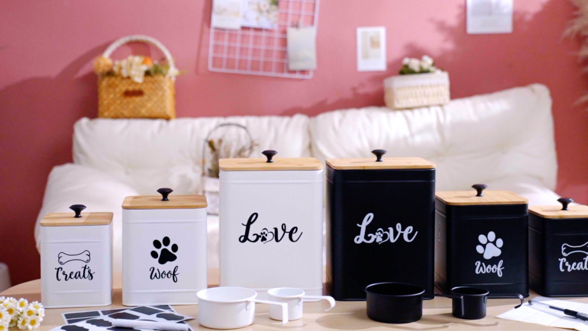 Amazon.com: Jingmore Metal Dog Treat Containers Set of 3 with