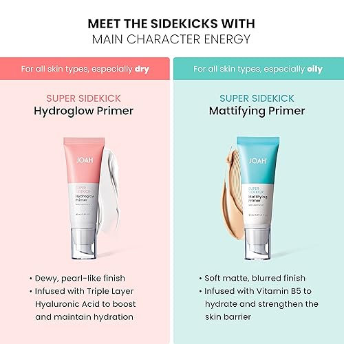 Miniatura 7 de JOAH Super Sidekick Hydroglow - Base de maquillaje con ácido hialurónico para un acabado brillante y húmedo, hidratante de larga duración e