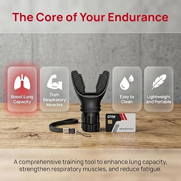 Portable Lung Trainer - Adjustable Breathing Trainer & Lung Exerciser, Suitable as Gym Gifts & Gym Essentials for Adults