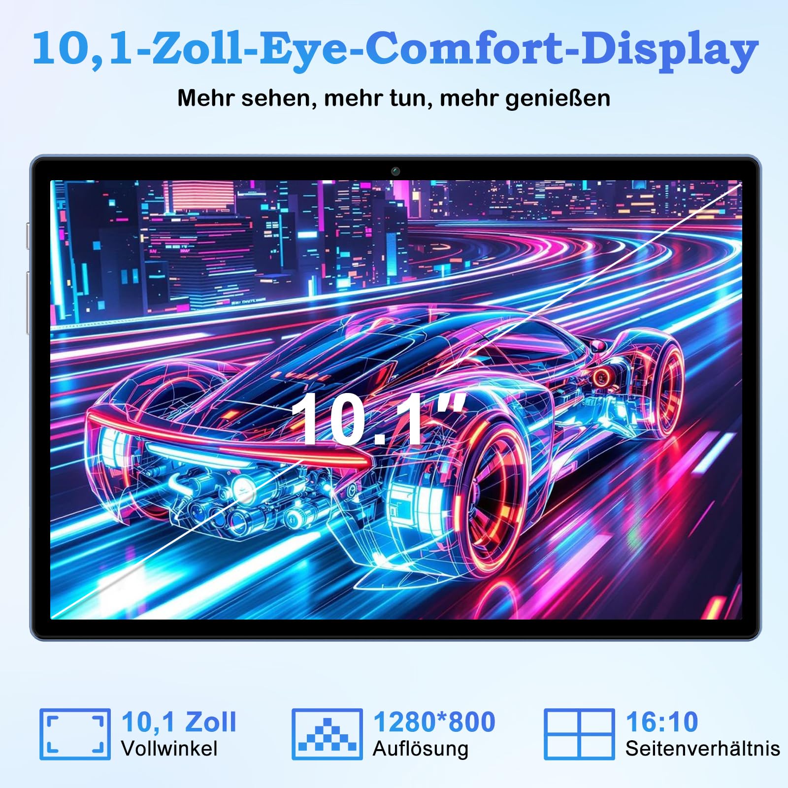 ZIOVO 2026 Neuest Android 15 Tablet 10.1 Zoll, 30GB RAM+128GB ROM+2TB TF, Gemini AI, 5G WLAN, Octa-Core 2.0GHz, Widevine L1, 8000mAh, BT 5.0, GPS, GMS, Tablets mit Tastatur, Maus und Schutzhülle-Blau