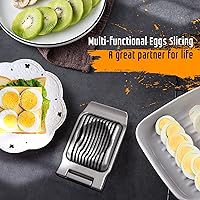 Vista 7 de Cortador de huevos para huevos duros, alambre de acero inoxidable, cortador de huevos de aluminio resistente multiusos para huevos, ensaladas, Rojo