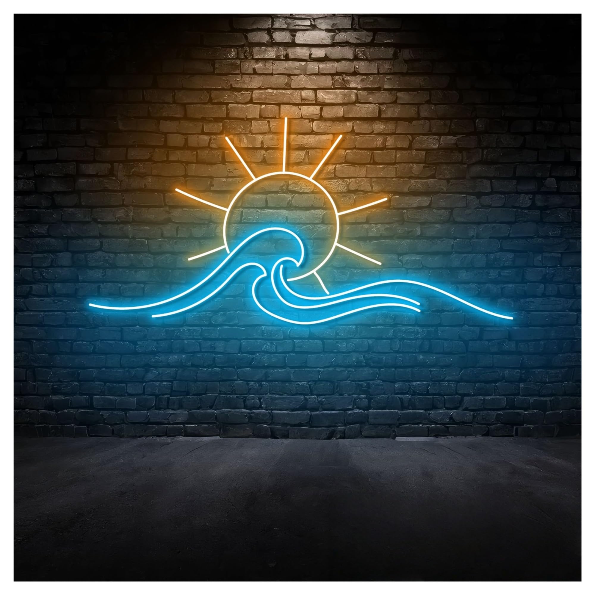 RONGCH Hanging Art Neon Signs Sunrise Wave Neon Sign, Suitable for Bedroom Party Decor with Brightness Adjustable 45cm