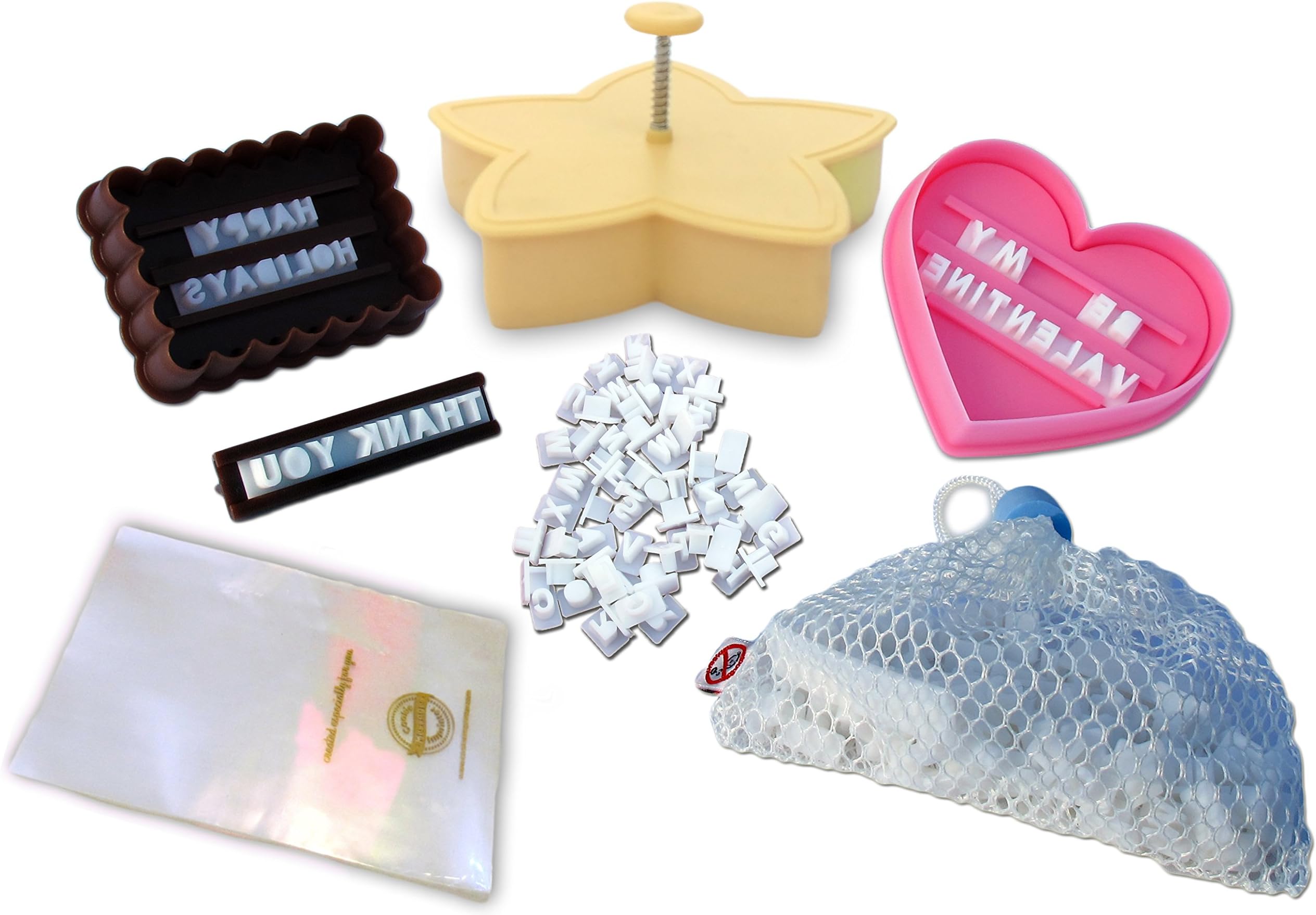 Cookie Imprinter - Customizable Alphabet Cookie Cutters Set with Separate Letter Stamp and Treat Bags - Create Personalized Messages