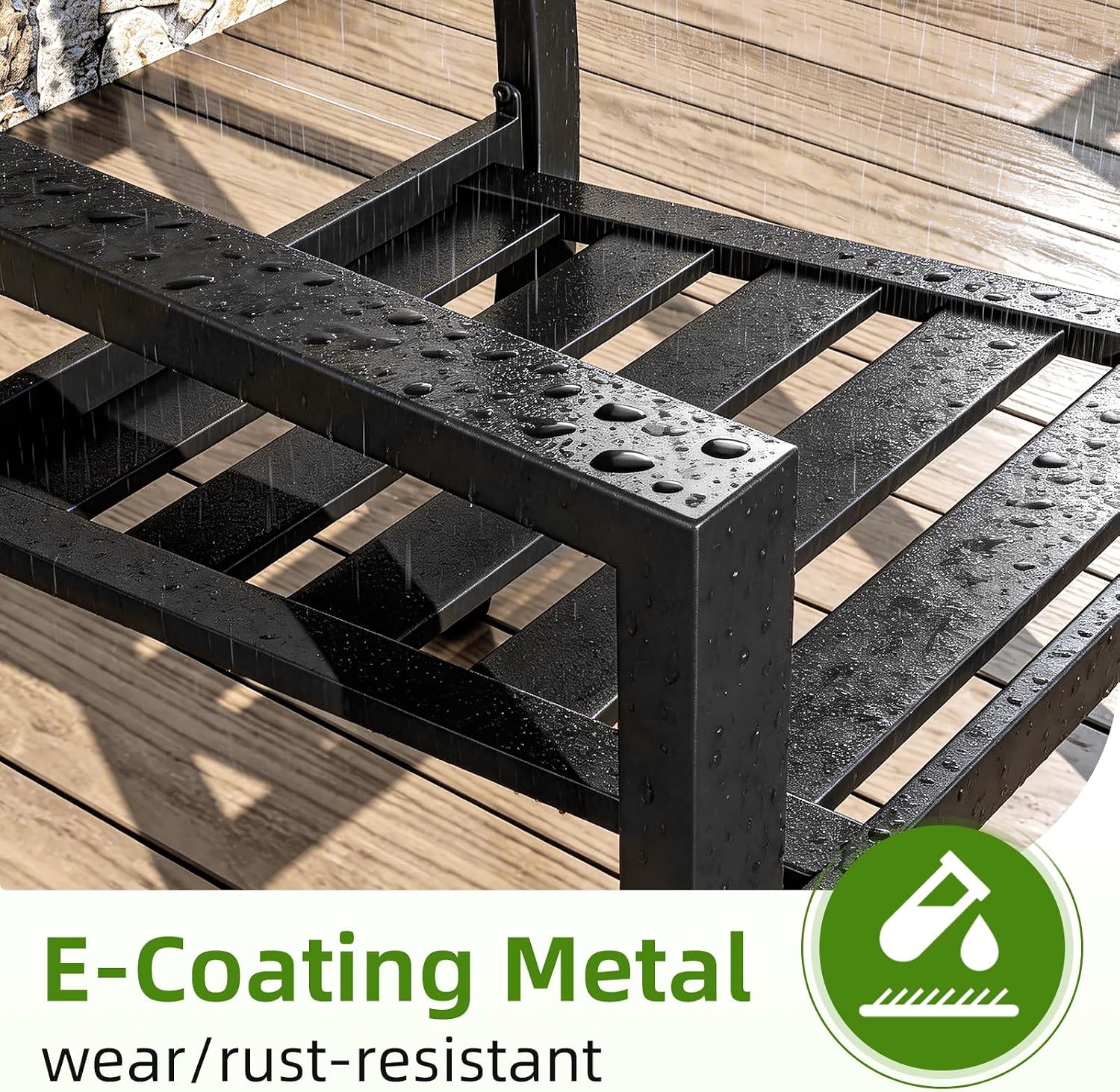 AECOJOY Outdoor Metal Dining Chairs, 4 Pieces Outdoor Patio Dining Chair with Armrest, Stackable Arm Chairs with Heavy-Duty E-Coating Metal Frame for Balcony, Garden, Set of 4