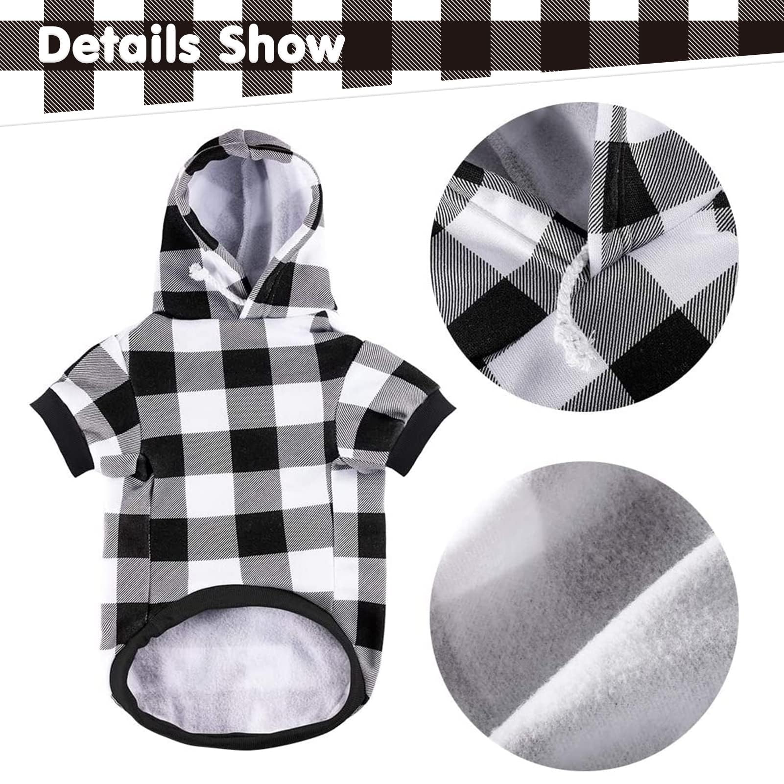 KOOLTAIL Plaid Jumper with Hat and Pocket, Fleece Dog Hooded Sweatshirt Clothes - Image 3
