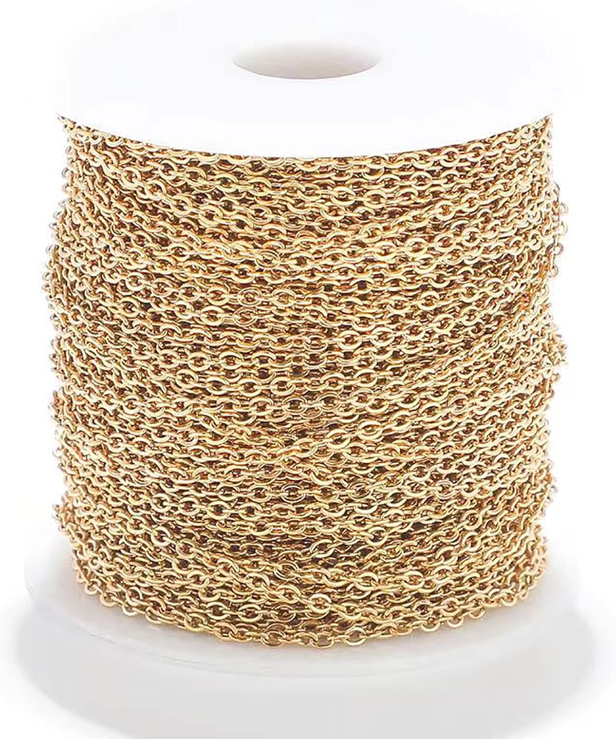 65.6 Feet Gold & Silver Plated Stainless Steel Cable O Chains with Spool 1.2mm Soldered Handcraft Link Curb Chain for Pendant Bracelet Necklace Jewelry DIY Making