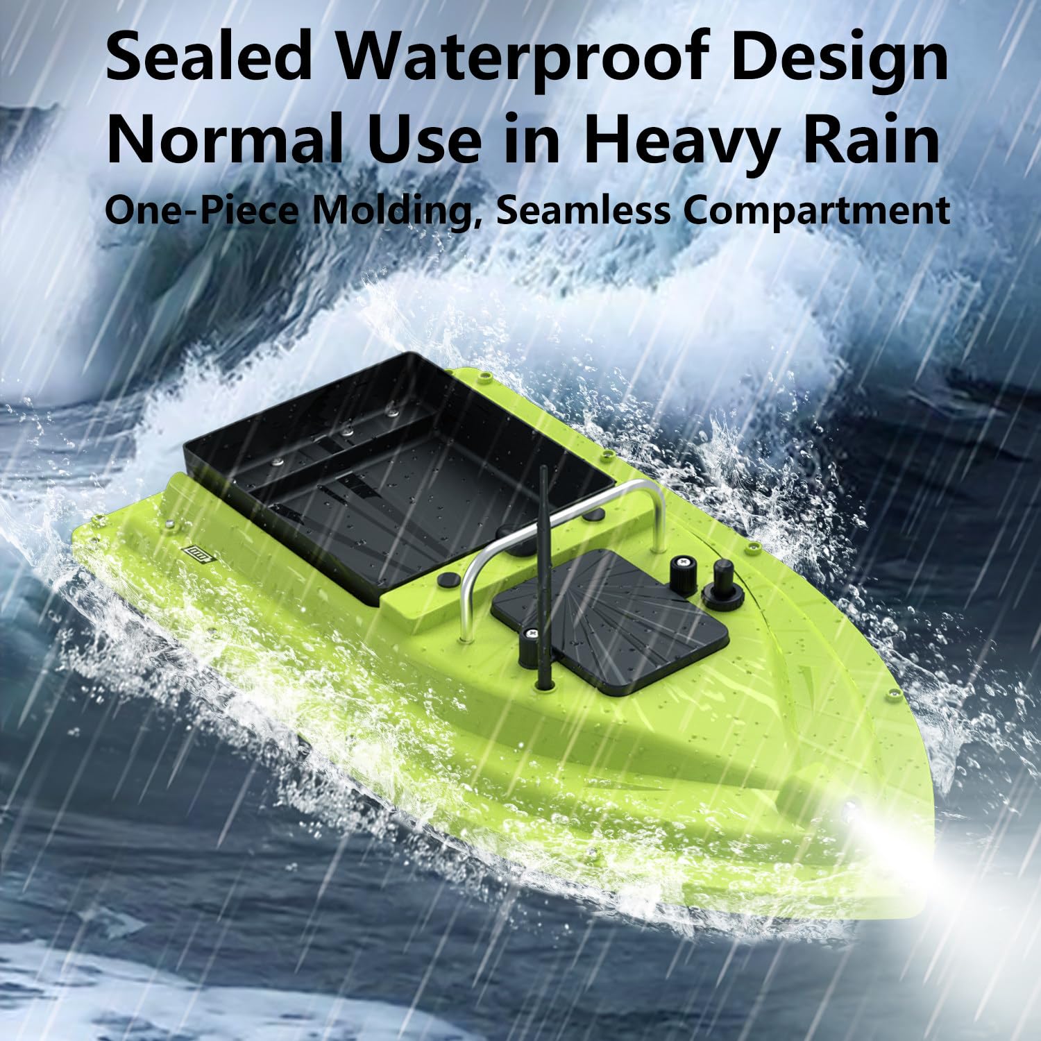 Barco de Pesca con Cebo Inteligente con posicionamiento GPS, Que Mide la Temperatura y la Profundidad del Agua, Retorno automático, Control Remoto de 500 m, Carga de 25 kg.