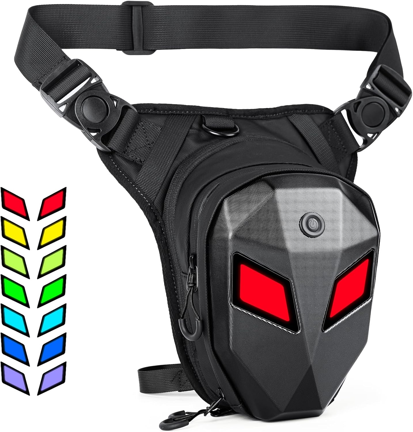 Devil's Eyes Motorcycle Leg Bag for Men & Women,Drop Thigh Bag with Removable Leg Straps,Hard Shell for Cycling、Running、Outdoors Sports,with Multiple Pockets(Power Bank Not Included)