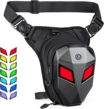 Devils Eyes Motorcycle Leg Bag for Men & Women,Drop Thigh Bag with Removable Leg Straps,Hard Shell for CyclingRunningOutdoors Sports,with Multiple PocketsPower Bank Not Included