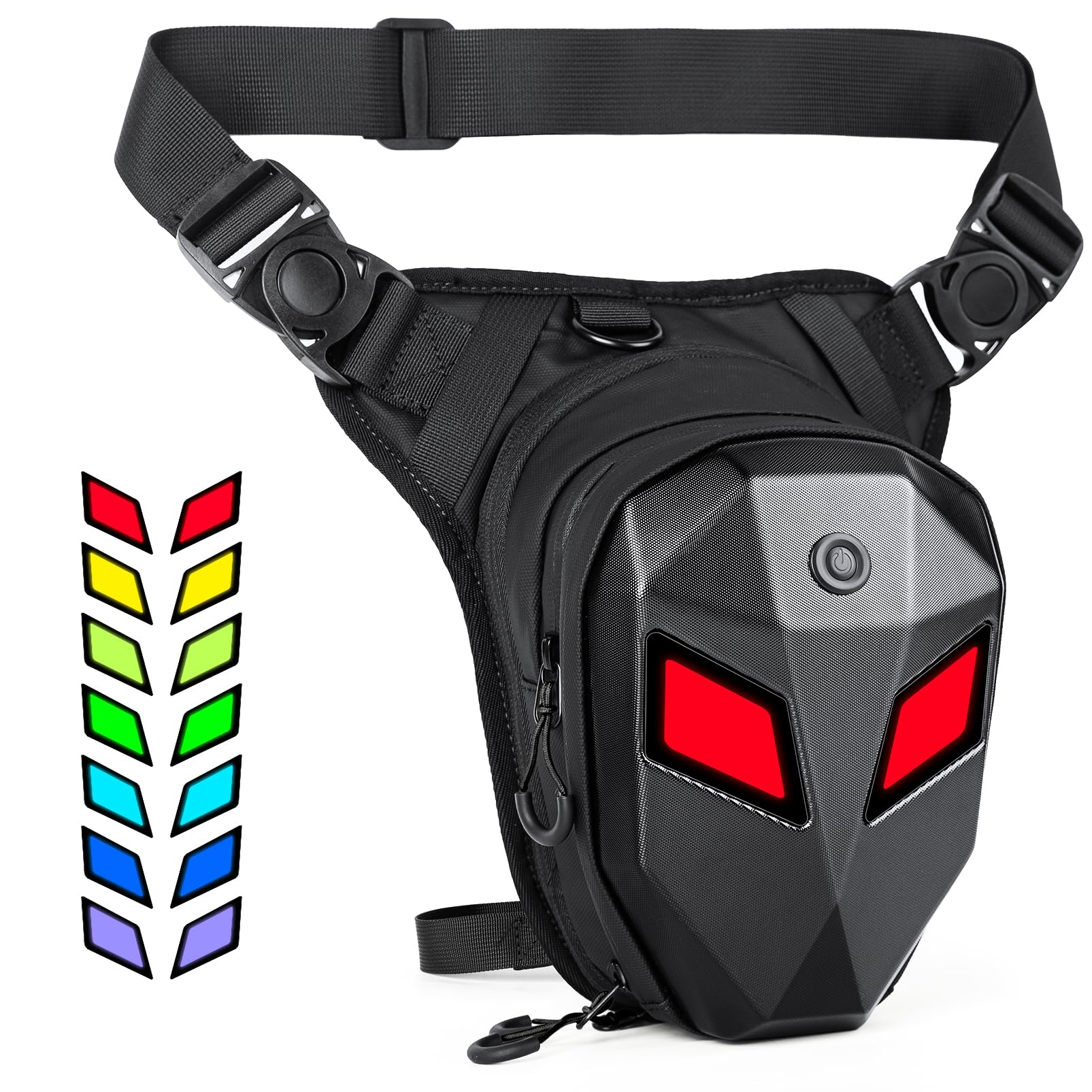 Devil's Eyes Motorrad-Beintasche für Damen & Herren, abnehmbare Gurte, Hartschale, multifunktional für Outdoor, Radfahren & Laufen, mit Mehreren Fächern (Powerbank Nicht enthalten)