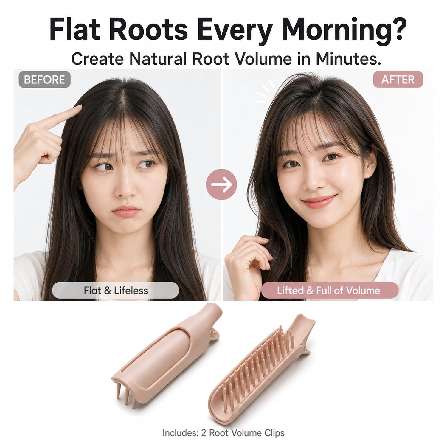 Root Volume Clips with Hair Grip Sheets, Hair Lift Styling Kit, 2 Clips + 4 Sheets image 2