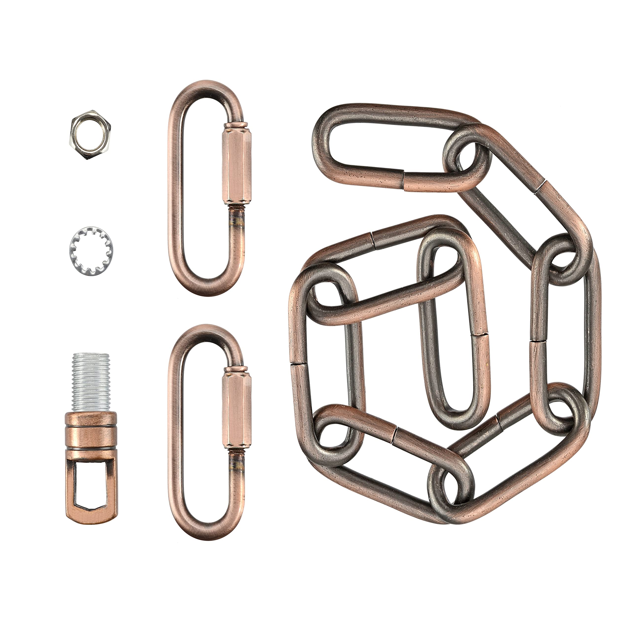 Aspen Creative 21119-01,Steel 1 Feet Heavy Duty Chain &amp; Quick Link Connector for Hanging Up Maximum Weight 120 Pounds-Lighting Fixture/Swag Light/Plant in Bronze.6 Gauge., Copper
