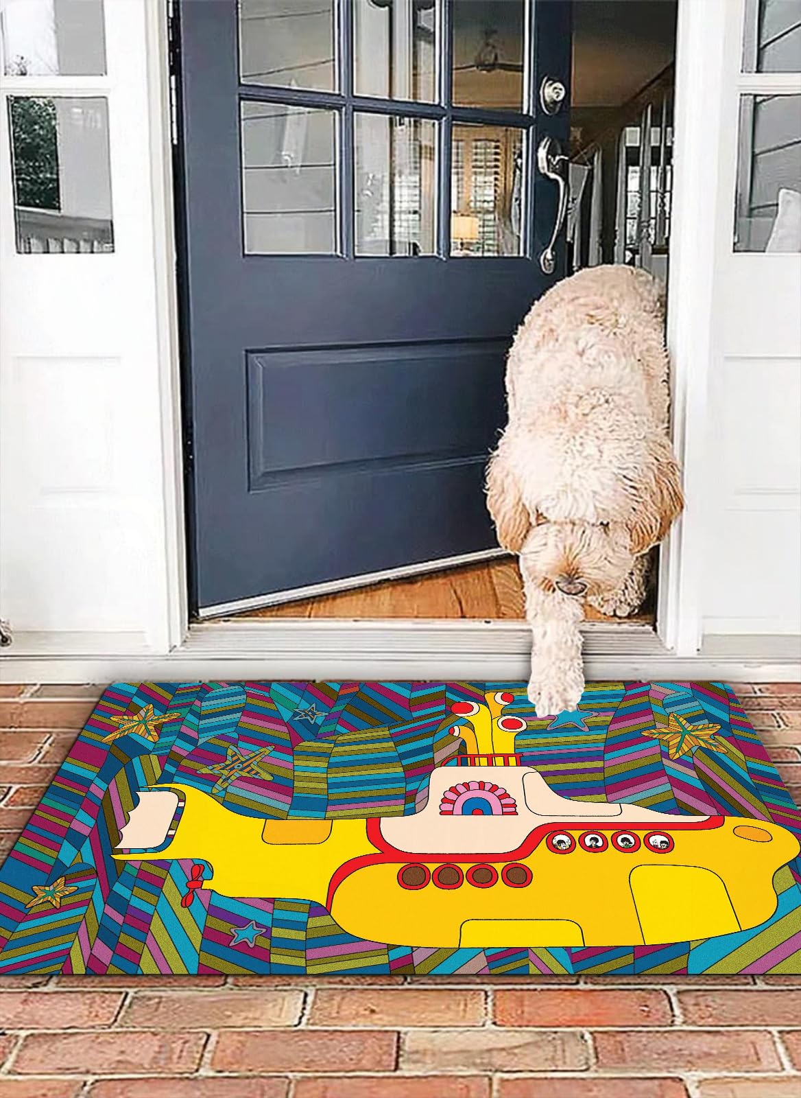 OHJEAJDS Bath Mat 16x24 in,Non-Slip Washable Bathroom Mat,Extra Soft and Absorbent Bath Mats for Bathroom Floor,Tub,Shower,Yellow Submarine The Beatles Rock Band Illustration