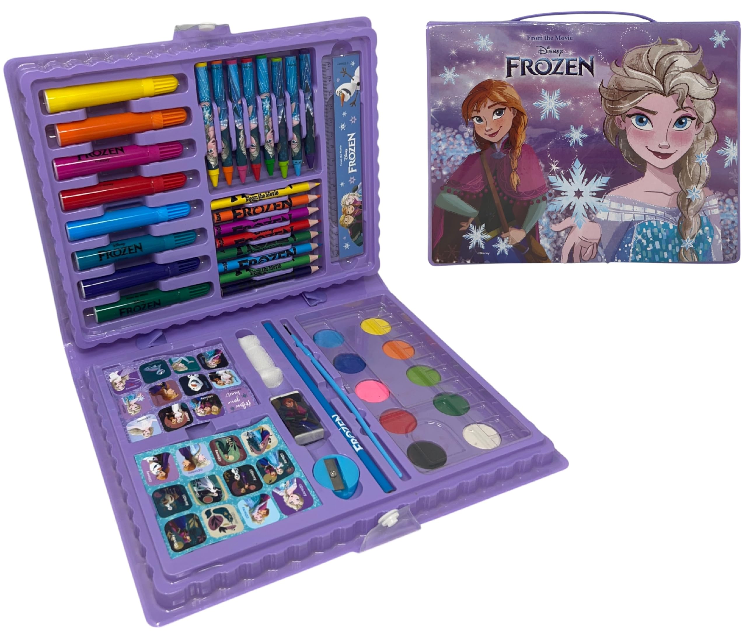 CARTOON Disney Frozen Children's 65 Piece Set of Colours and Stationery Drawing and Painting Kit, Frozen 2