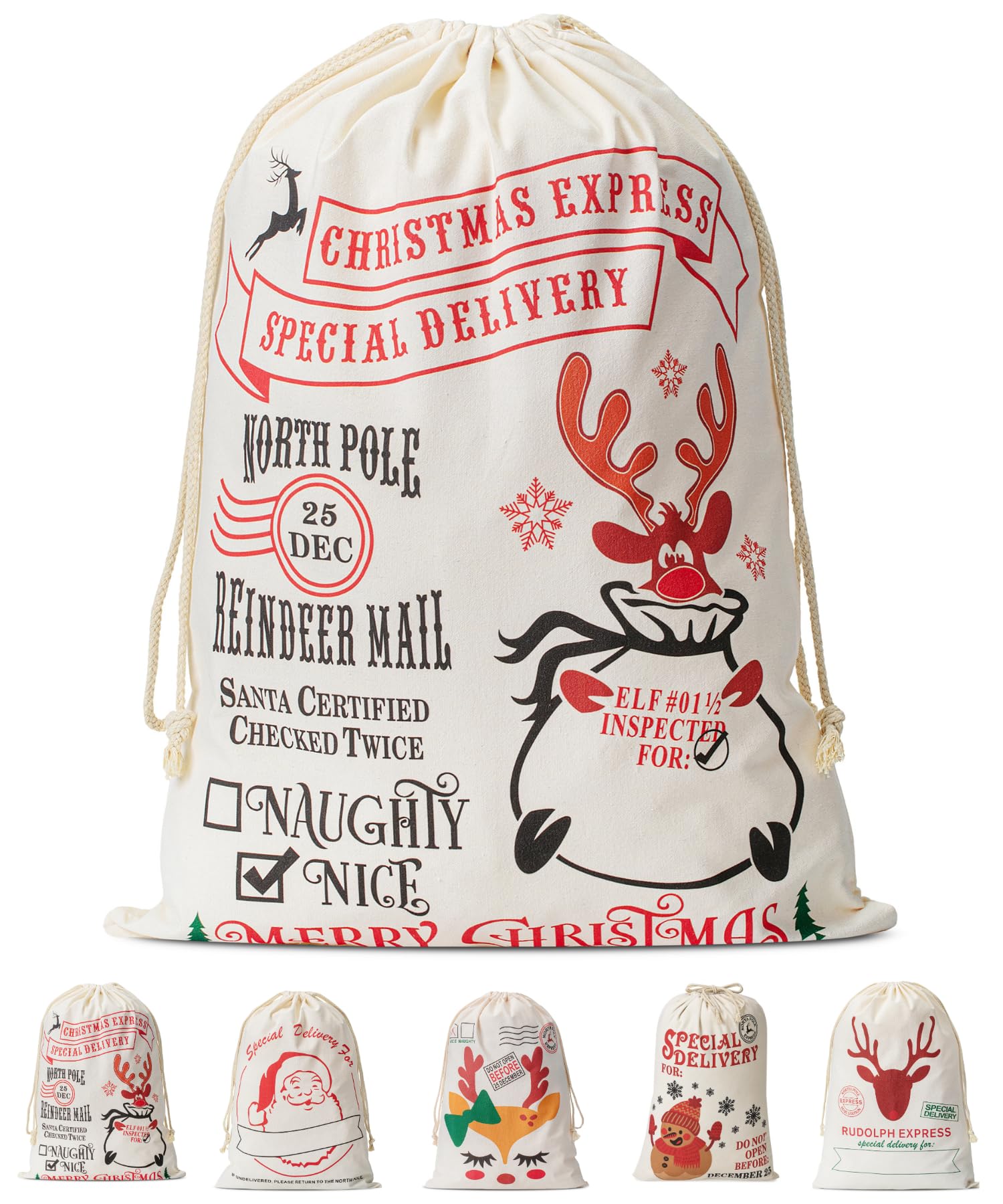 Mr. Pen- Personalized Santa Sacks Christmas Bag, 26”x19”, Personalized Gift Bags for Christmas