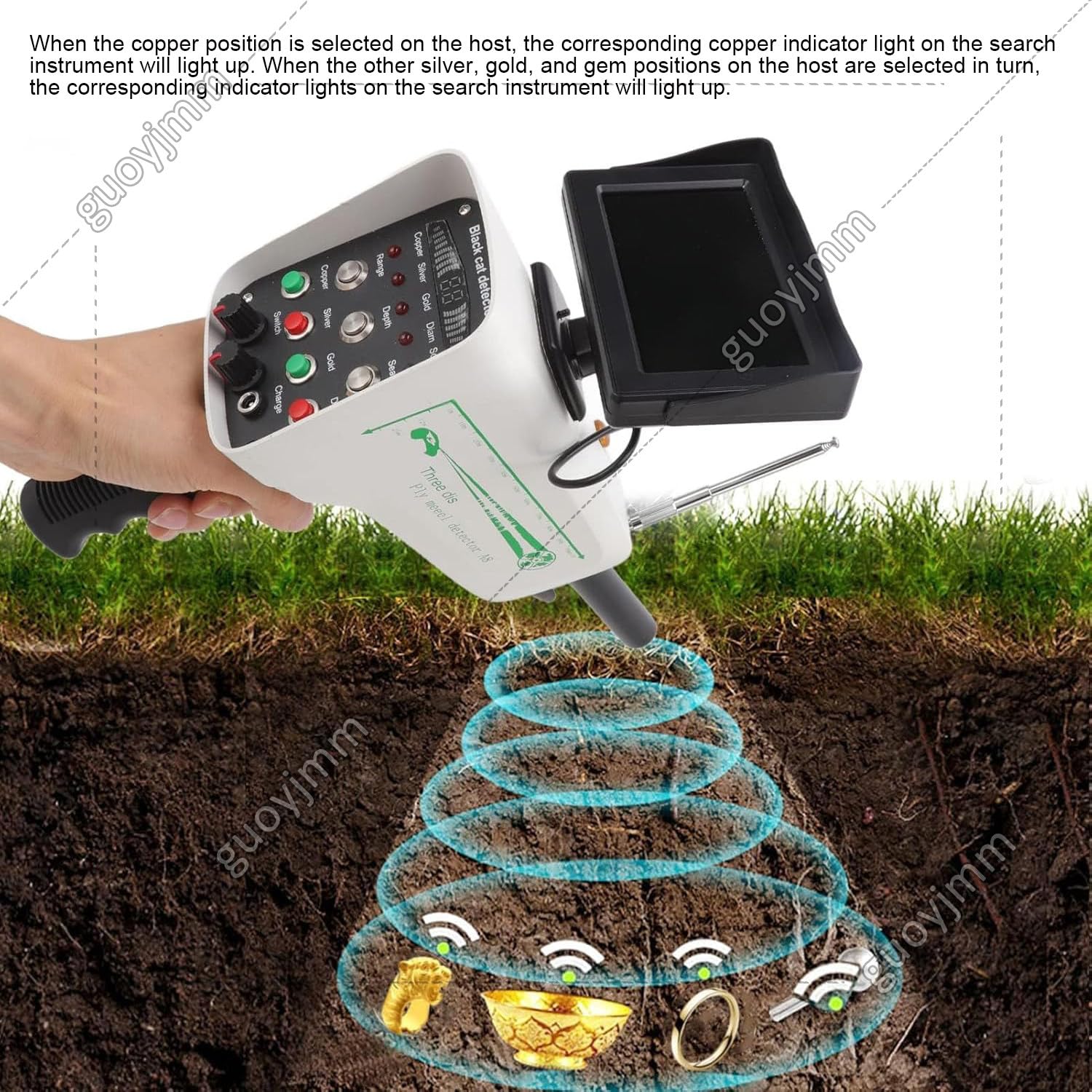 Détecteur de métaux, scanner souterrain pour or, argent, cuivre et diamants, profondeur de 30 m, portée de détection de 1000 m avec écran