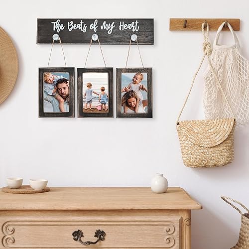 Miniatura 2 de MONT PLEASANT Marcos de fotos de 4 x 6 pulgadas, collage para pared, rústico, vintage, con plexiglás HD, marco de fotos para colgar, marco de fotos