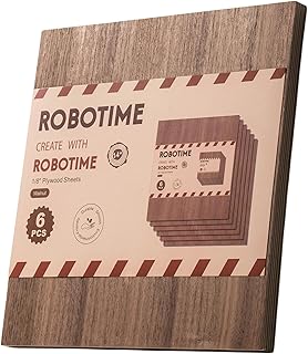ROBOTIME 6Pcs 3mm Walnut Plywood for Laser Cutting, 1/8 Plywood Crafting Wood 12"x12", Engraving and DIY Projects, Thin Walnut Boards for Wood Project and Engraving