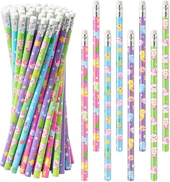 Xqumoi 60Pcs Cute Axolotl Pencils with Erasers - 4 Designs #2 HB Pencils in Bulk Axolotl Stationery for Studet Classroom Rewards Goodie Bag Fillers Stuffers, Birthday Party Favors School Supplies