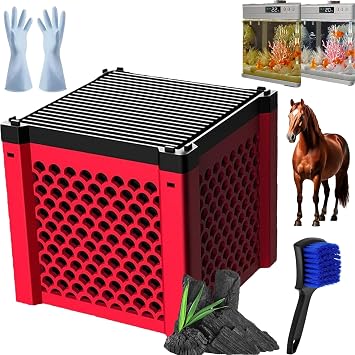 Pure Cube Water Trough Filter, Filternatur Horse Water Trough Filter, Purecube 2.0 - for Cleaning Your Water Troughs, Super Strong Filtration Activated Carbon Filter Media Red