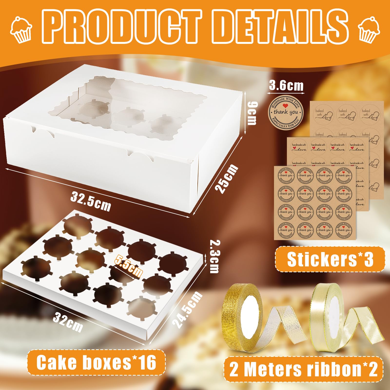 10 Scatole Per Cupcake Con Finestra - Scatola Di Cartone Da 12 Fori, Con Adesivi, Per Torte E Trasporto