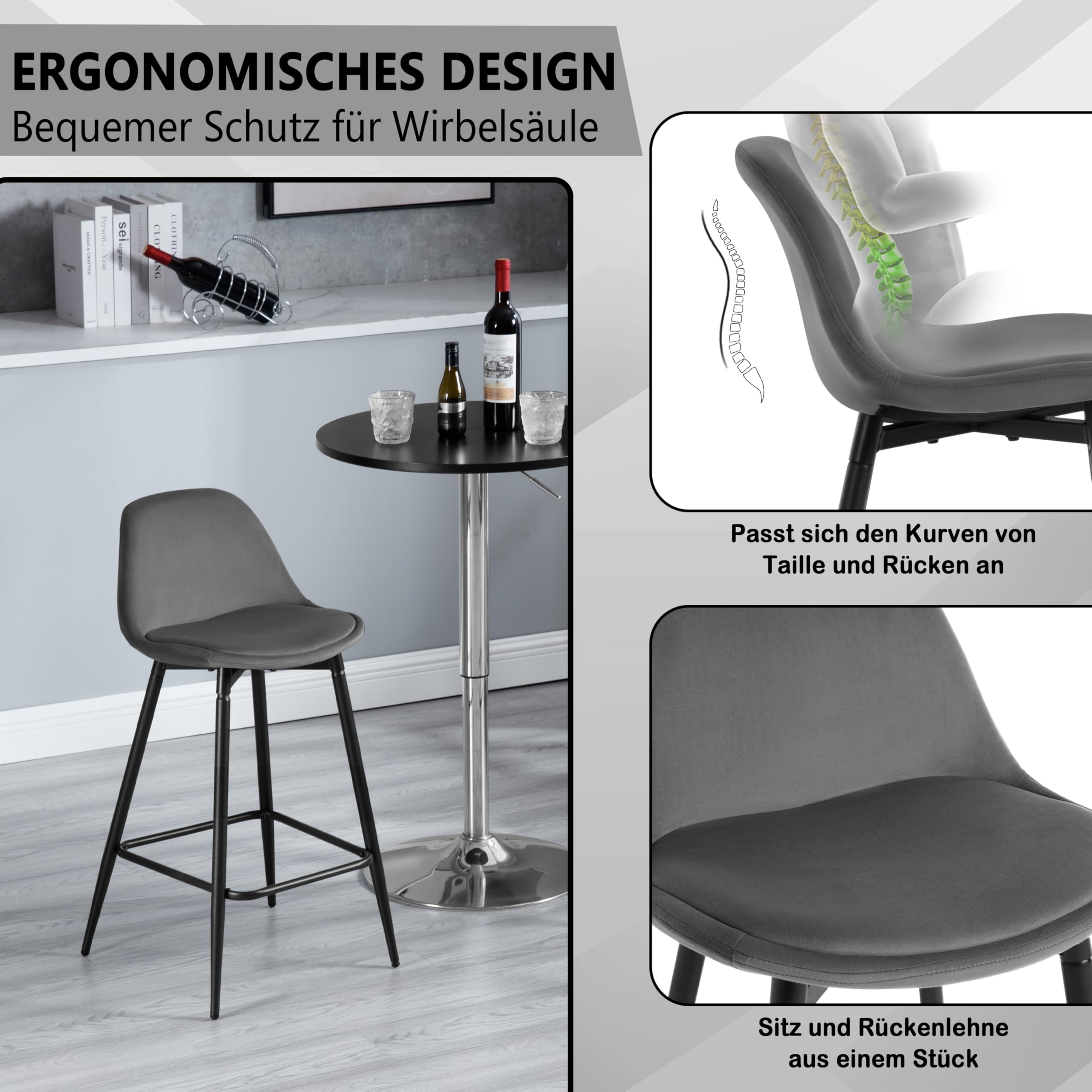 Barhocker 4er Set – Metall, Thekenhöhe 76,2 Cm, Mit Rückenlehne & Holzsitz, Rostig-modern