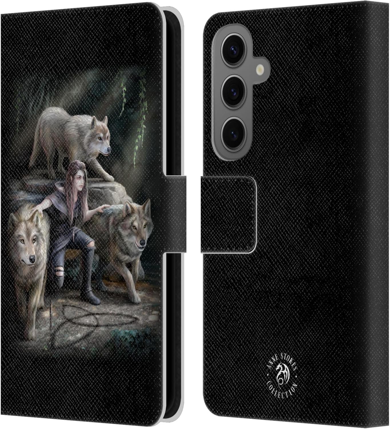 Head Case Designs Officially Licensed Anne Stokes Power of Three Fantasy 2 Leather Wallet Case Compatible with Samsung Galaxy S25