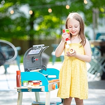 Melissa & Doug Deluxe Wooden Barbecue Grill, Smoker & Pizza Oven, Toy Food & Kids Play Kitchen Accessories, Preschool Learning Toys for Girls & Boys 3+ FSC Certified