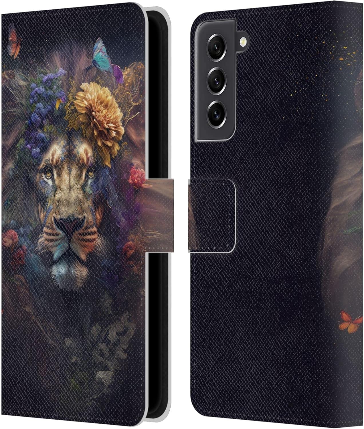 Head Case Designs Officially Licensed Spacescapes Star Watching Floral Lions Leather Wallet Case Compatible with Samsung Galaxy S21 FE 5G