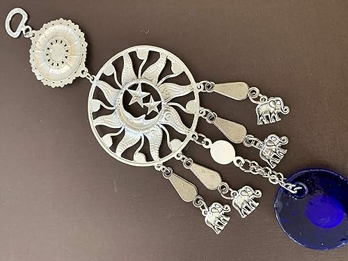 Miniatura 7 de Sol turco, luna y estrellas, mal de ojo para colgar en la pared, decoración de cristal de Nazar azul, adorno de guardián celestial para el hogar
