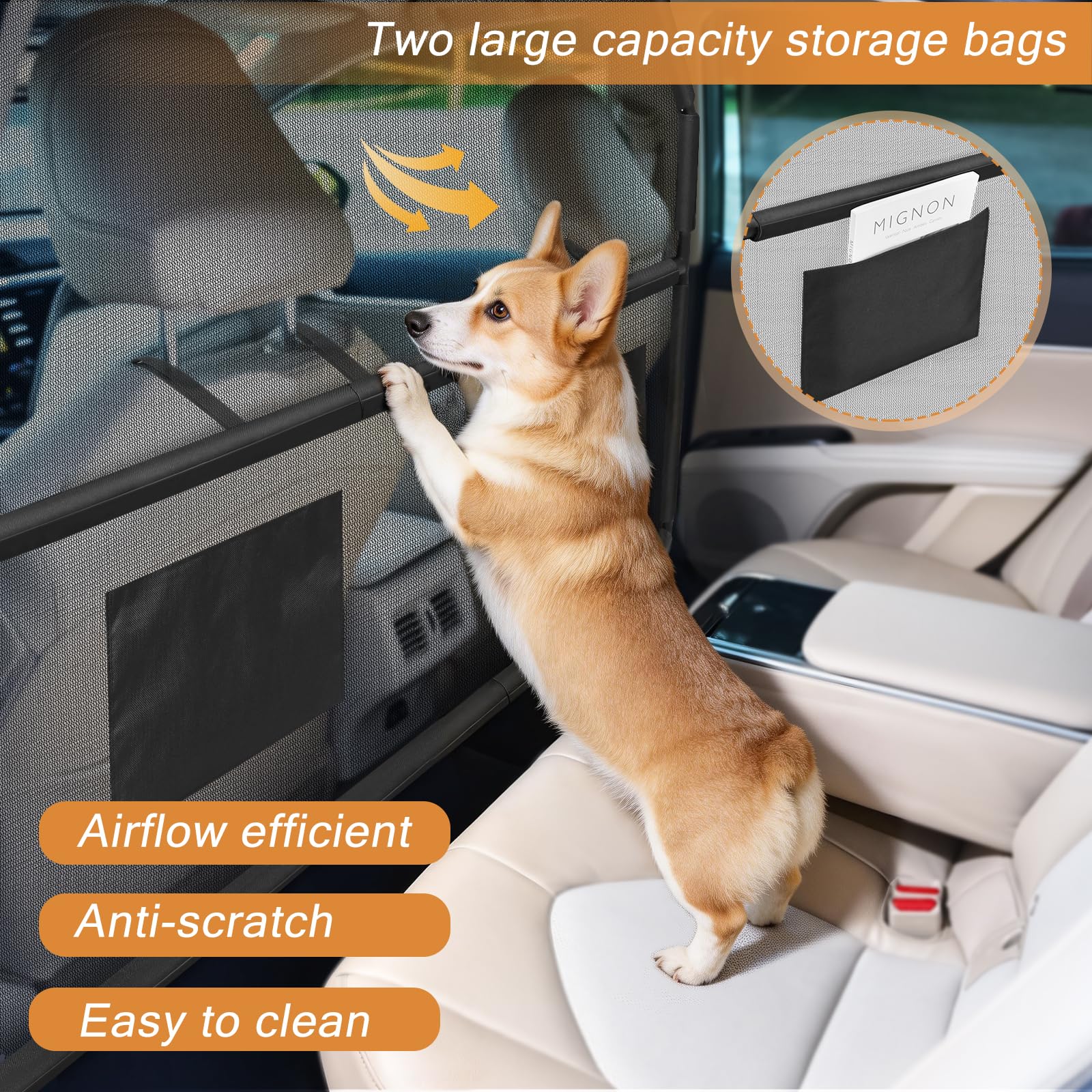 Sunexinlo Barriera per auto per cani, per SUV, bagagliaio e bagagliaio, universale, per animali domestici, larga 127 cm, con rete trasparente per piccoli camion, SUV e veicoli di medie dimensioni