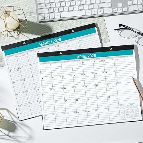 Miniatura 6 de Calendario de escritorio 2026 – Calendario 2026 de enero a diciembre de 2026, calendario mensual de 12 meses 2026 con bloques a rayas para