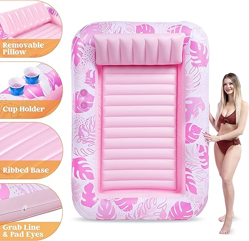 Miniatura 6 de Sloosh Flotador inflable para piscina de bronceado para adultos, 85 x 57 pulgadas, flotadores extra grandes de 85 x 57 pulgadas, flotadores para