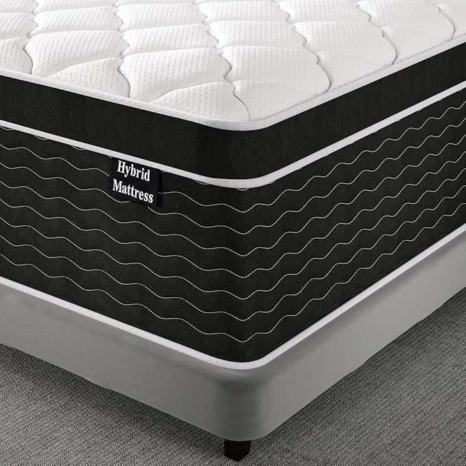 14 Inch Queen Mattress in a Box, 7-Zone Contouring Support Hybrid Mattress for Queen Size Bed, Upgrade Edge Support, Motion Isolation, Premier Comfort Cooler Sleep, CertiPUR-US Certified, Firm