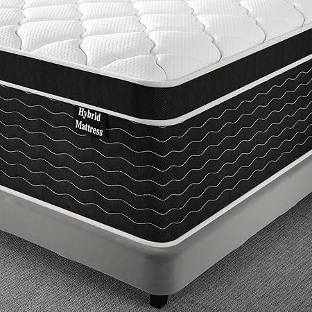 14 Inch Queen Mattress in a Box, 7-Zone Contouring Support Hybrid Mattress for Queen Size Bed, Upgrade Edge Support, Motion Isolation, Premier Comfort Cooler Sleep, CertiPUR-US Certified, Firm