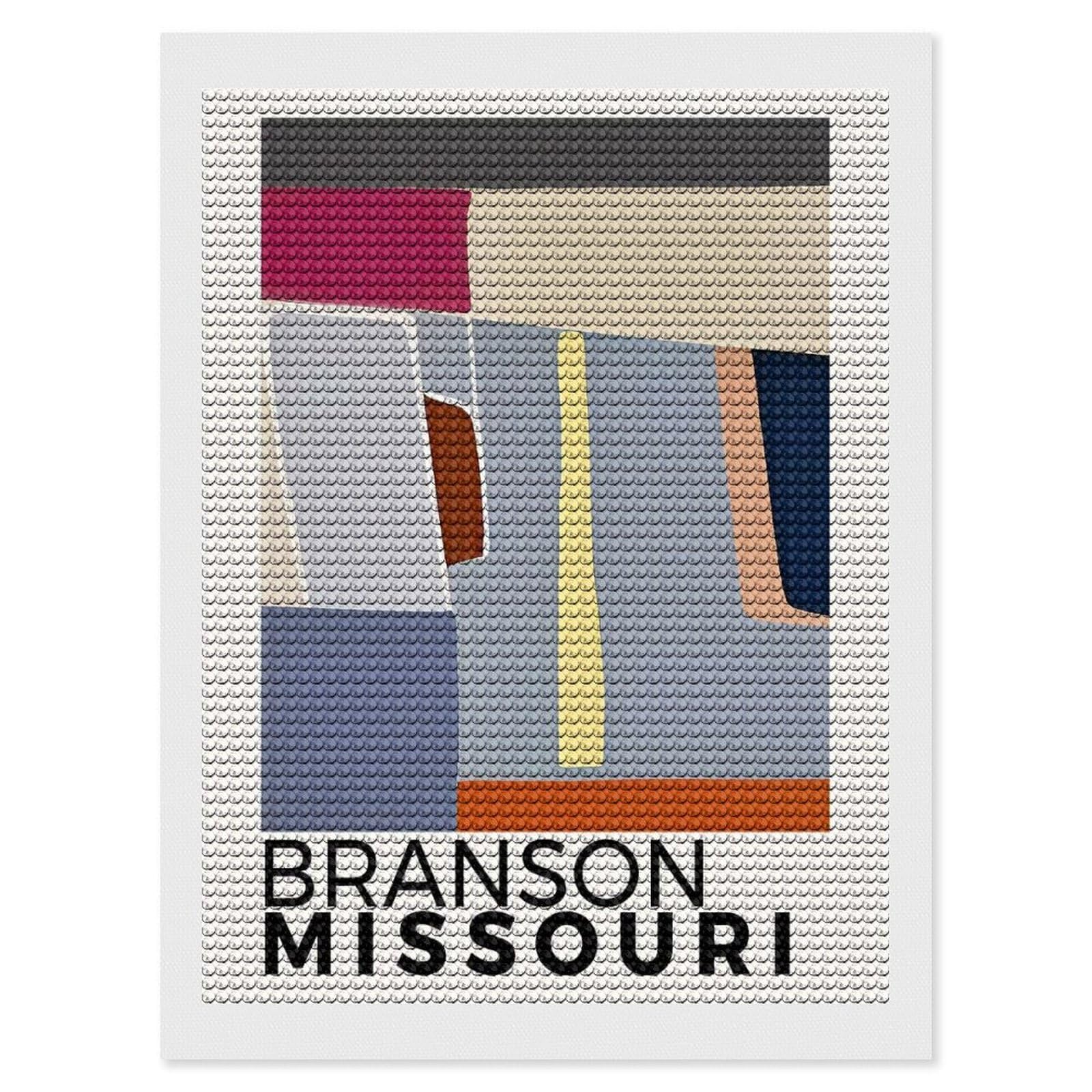 Junmoney Branson Missouri Diamond Painting Canvas Kit 12"x16", Round Gems, Living Room Decor, Seasonal Gift Choice, Modern Decor