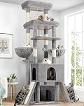 Globlazer Heavy Duty Cat Tree 78 inch Sturdy Cat Tower for 20lbs Large Adult Cats, Symmetrical Aesthetic Big Cat Tree with Extra Large Platform, 2 Scratching Boards, Z78, Dark Grey