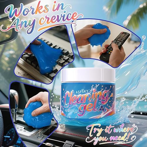Miniatura 3 de ASFSKY Gel de limpieza de coche (azul, arándano) Masilla de limpieza universal de polvo limpiador de interior de coche, teclado, removedor de polvo,