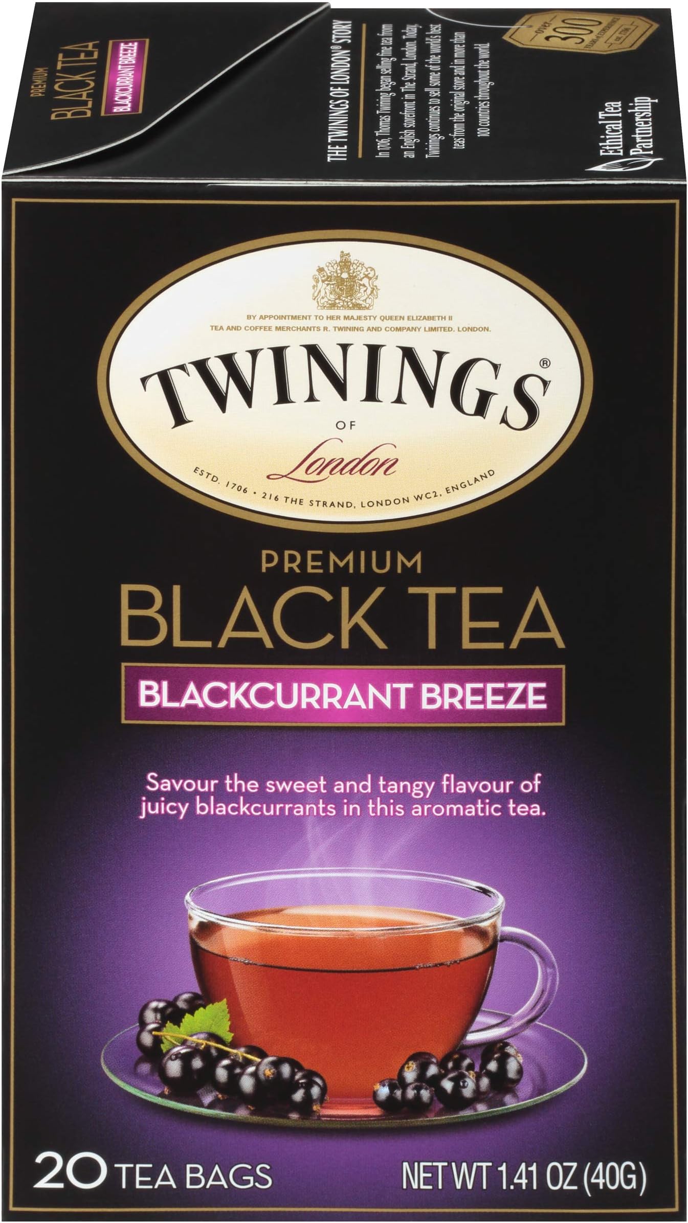 Twinings of London Blackcurrant Tea Bags, 20 Count