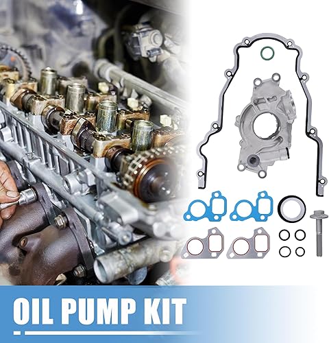 Miniatura 2 de X AUTOHAUX Bomba de aceite con tapa de distribución Kit No.12586665 Reemplazo para Chevrolet Silverado 1500 para GMC Sierra 1500 Junta de bomba de