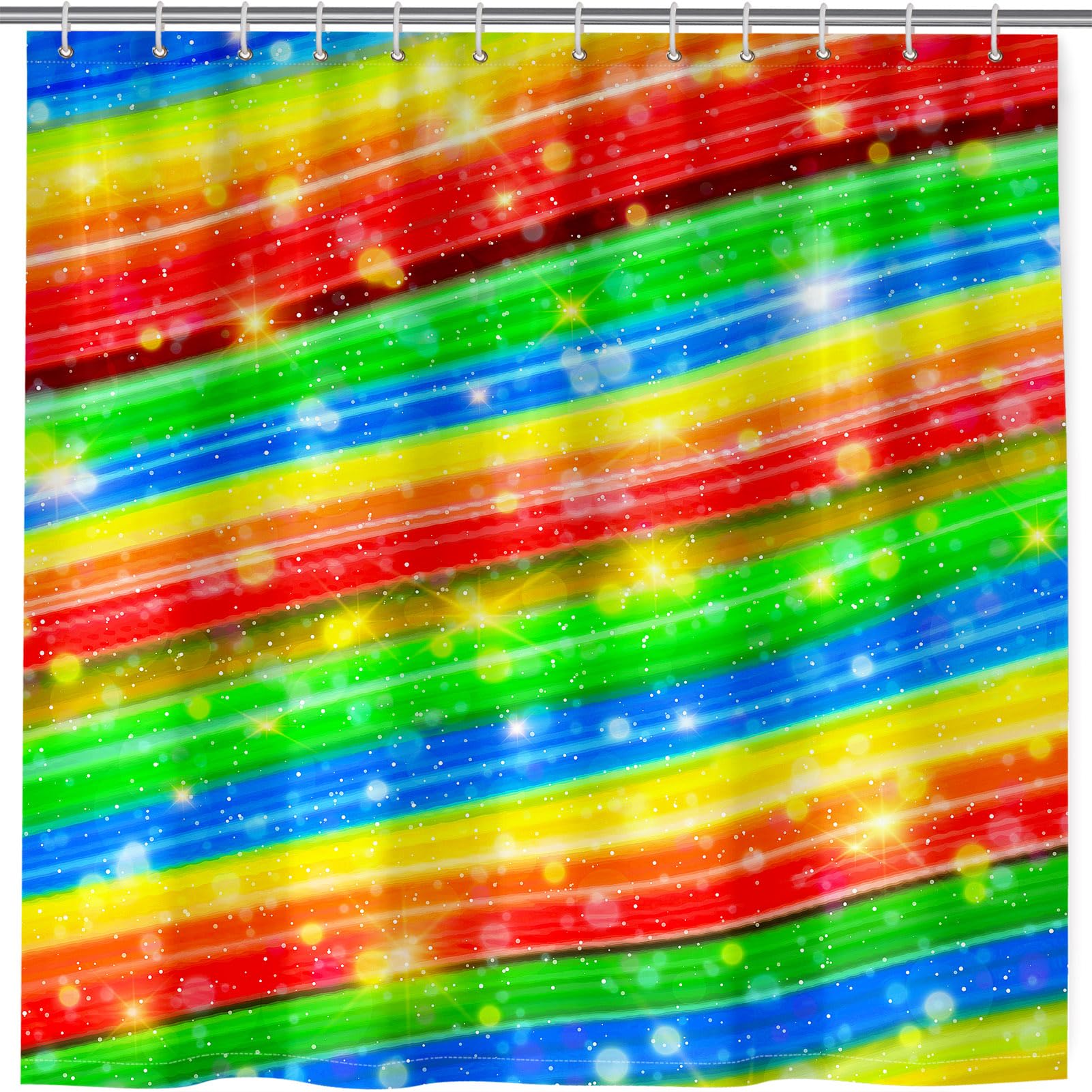 ANHOPE Rainbow Shower Curtain Waterproof Polyester Fabric Bathroom Curtain Colorful Rainbow Lines Bathtub Drapes Mould and Mildew Resistant Bath Decor Set with 12 Hooks 180 x 200 cm โ image 1