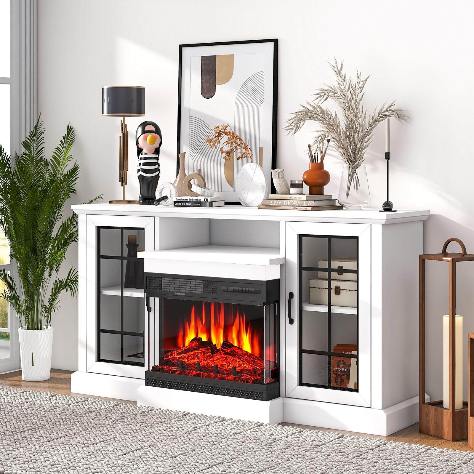 Electric Flame Effect Mini Fireplace Heater