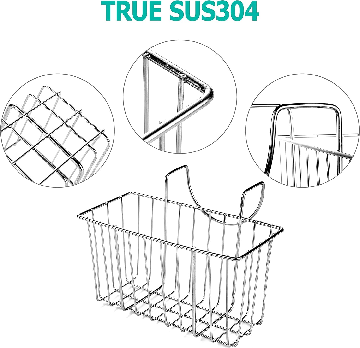 Kitchen Sponge Holder Sink Basket Sink Caddy Brush Dishwashing Liquid Drainer Rack Silver Small (7"x 2.7"x 3.5")