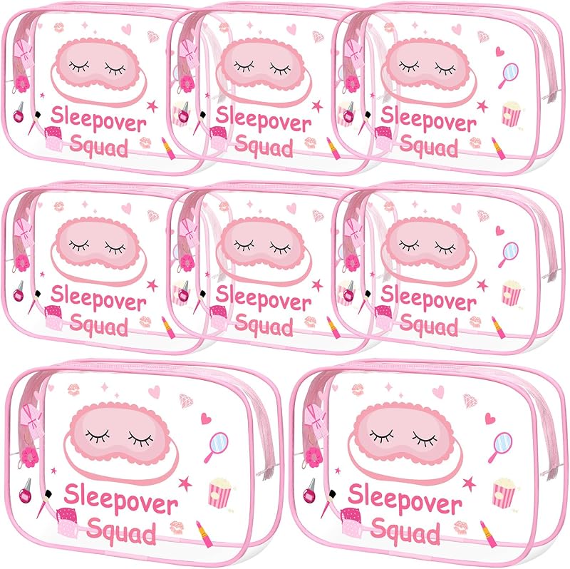 Necessaires de maquiagem Aliceset rosa com zíper, 8 unidades
