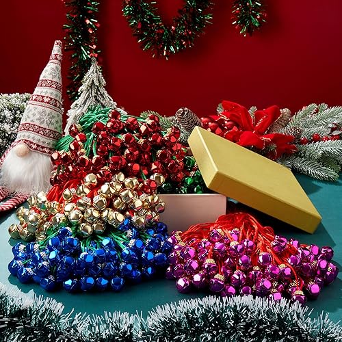 Miniatura 6 de Equsion 500 collares de cascabel de Navidad a granel con cuerda para niños y mujeres, regalos de fiesta, bolsas de regalos, accesorios de decoración