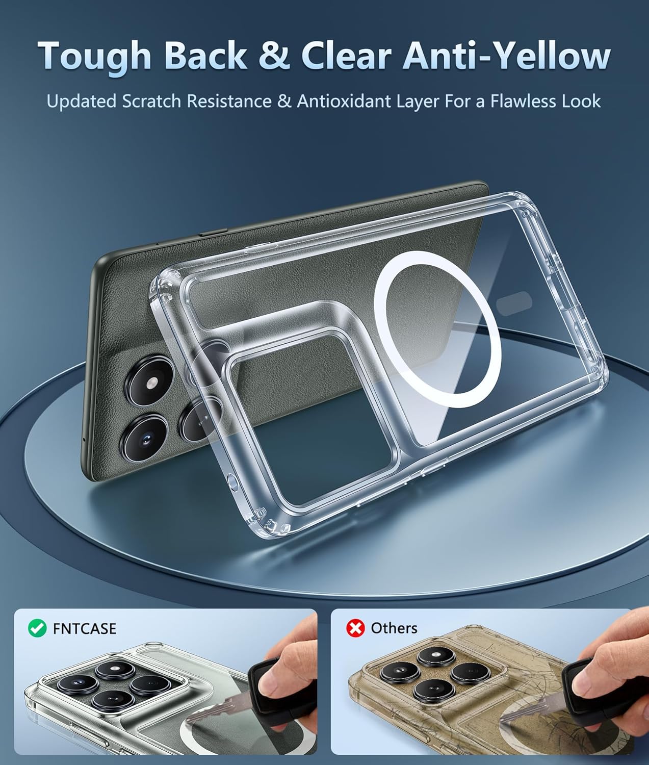 FNTCASE for Motorola Edge-2025 Magnetic Case: Clear Military Grade Drop Protection Anti Yellowing Cell Phone Cover - Rugged Shockproof Protective Bumper Transparent Phonecase - Image 5