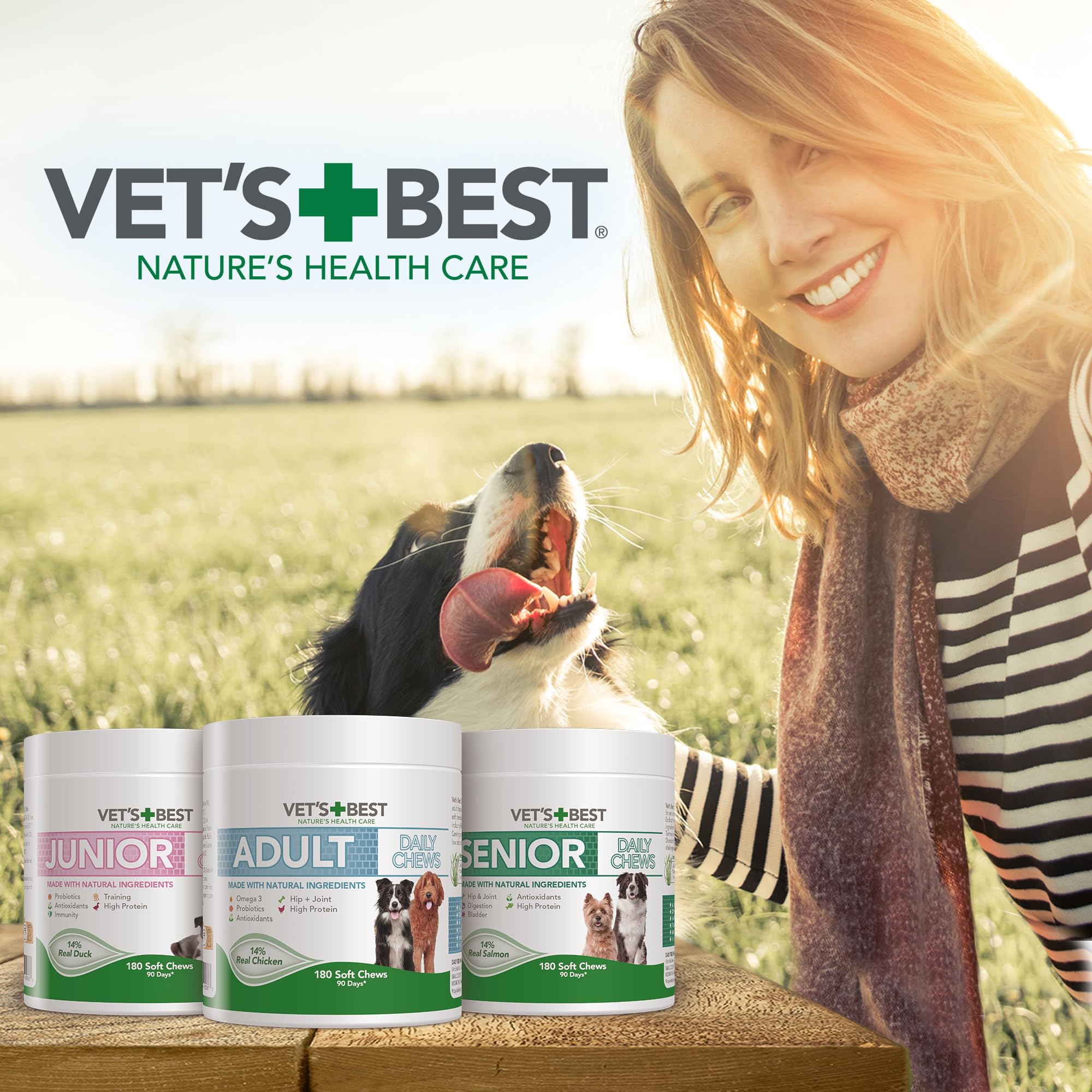 Vet's Best Comprimés à mâcher Quotidiens - Compléments Alimentaires pour Chiens Adultes, Saveur Poulet