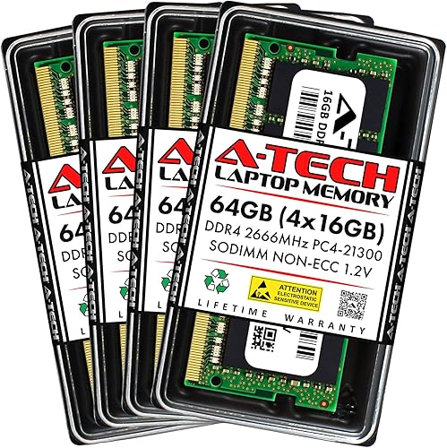 Vista 9 de A-Tech 16GB DDR4 2666MHz PC4-21300 (PC4-2666V) CL19 SODIMM 1.2V 260-Pin Non-ECC SO-DIMM Laptop Notebook Módulo de memoria RAM