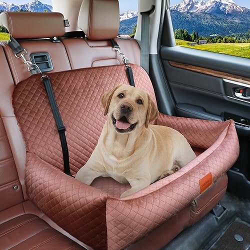 Cama para asiento de automóvil para perros grandes/medianos o 2 perros pequeños, asiento elevador para mascotas para perros y gatos, seguridad de