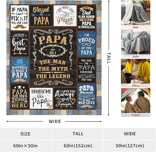 Miniatura 6 de Manta de regalos de Navidad para papá de nietos de 60 x 50 pulgadas, regalos de cumpleaños para papá de parte de nietos, regalos de papá de nieta,